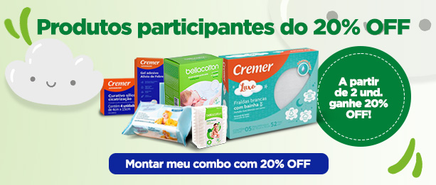 Compre 2 itens e ganhe 20% Off