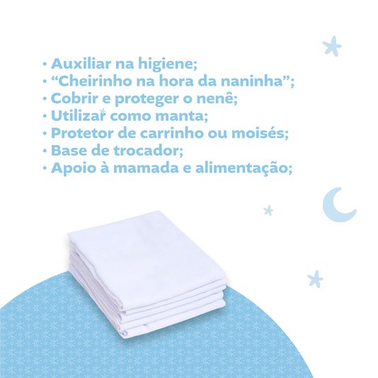 Fralda Luxo com Bainha CREMER 70cmX68cm 5 unidades