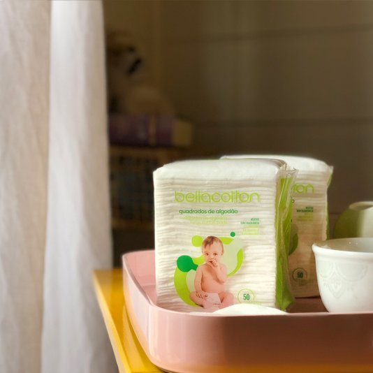 Kit com 24 Algodão Quadrado Baby Maxi Bebê Bellacotton 50un