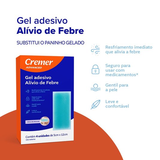 Kit com 5 Caixas de Gel Adesivo Alívio de Febre Cremer Advanced com 4 Unidades